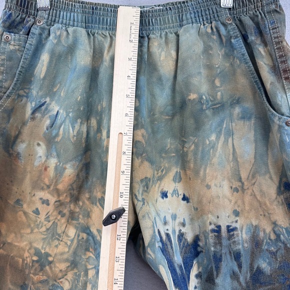 Rough And Tumble Tie Dye Denim Ankle Pants Elastic Waist Raw Hem SZ M Boho Retro - Picture 7 of 9